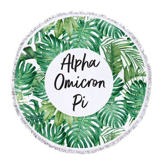 Alpha Omicron Pi Palm Leaf Fringe Towel Blanket