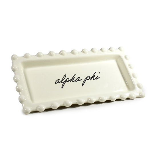 Alpha Phi Jewelry Dish - Rectangular Cursive Script Sorority Name