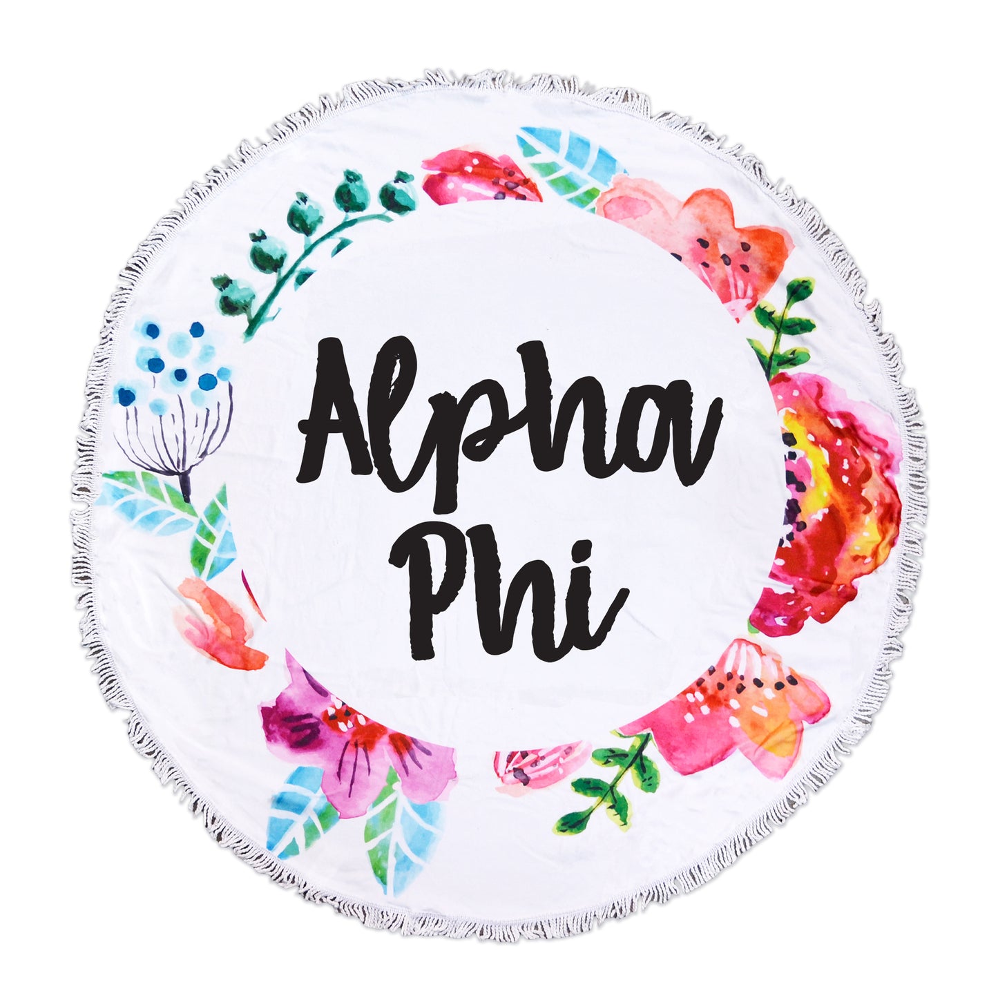 Alpha Phi Floral Fringe Towel Blanket