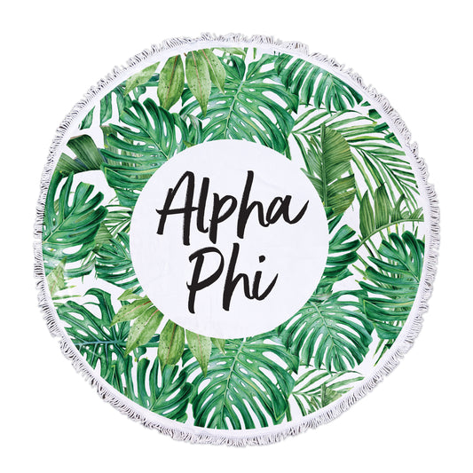 Alpha Phi Palm Leaf Fringe Towel Blanket