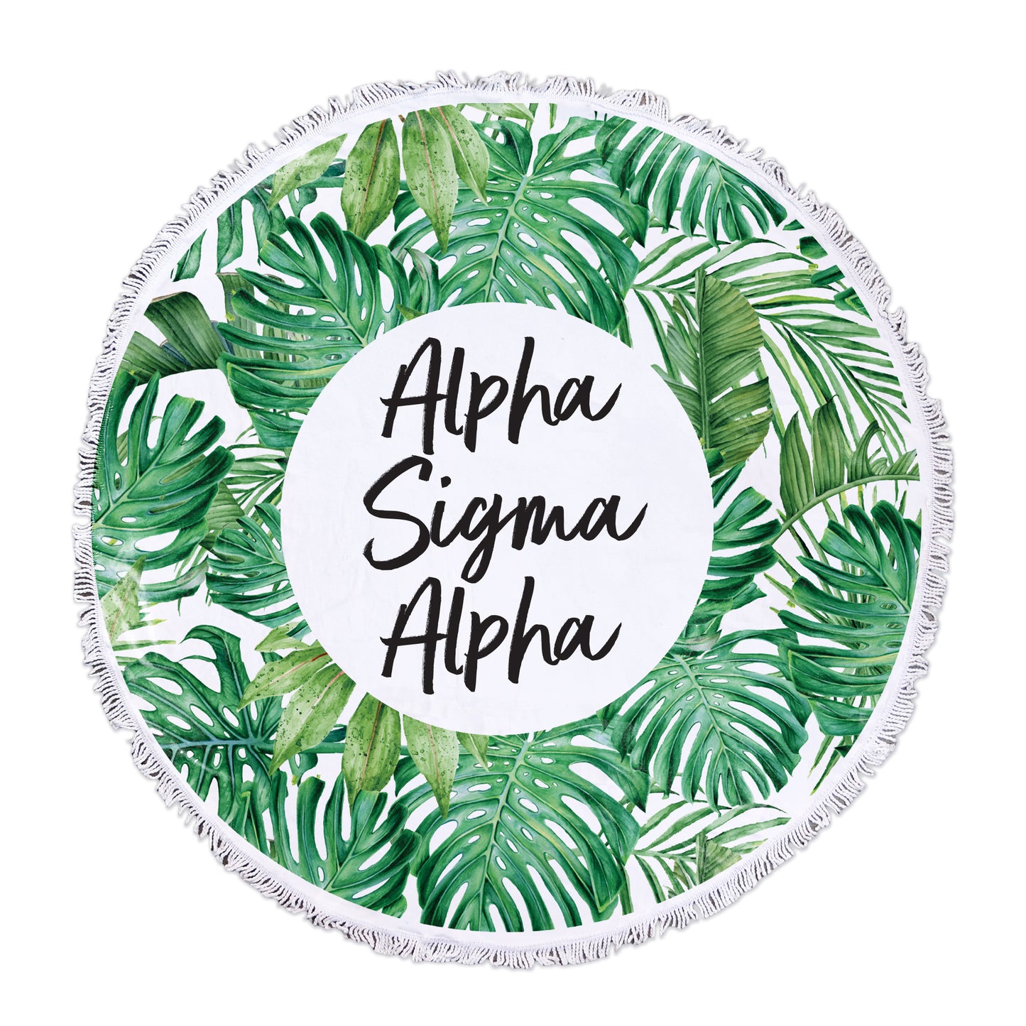 Alpha Sigma Alpha Palm Leaf Fringe Towel Blanket