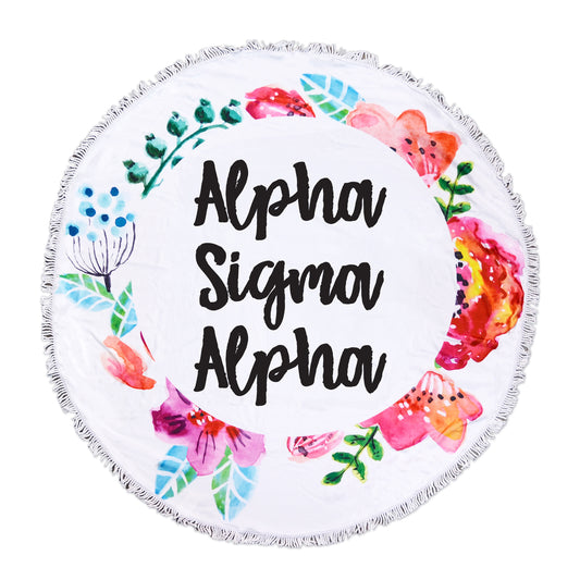 Alpha Sigma Alpha Floral Fringe Towel Blanket