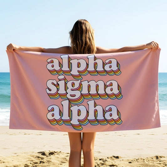 Alpha Sigma Alpha Plush Retro Beach Towel