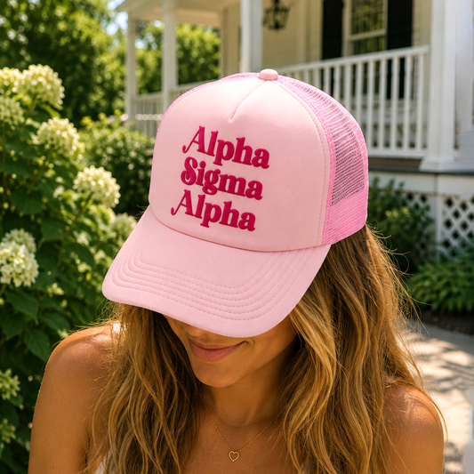 Alpha Sigma Alpha Baseball Cap, Mesh Trucker-Style Hat