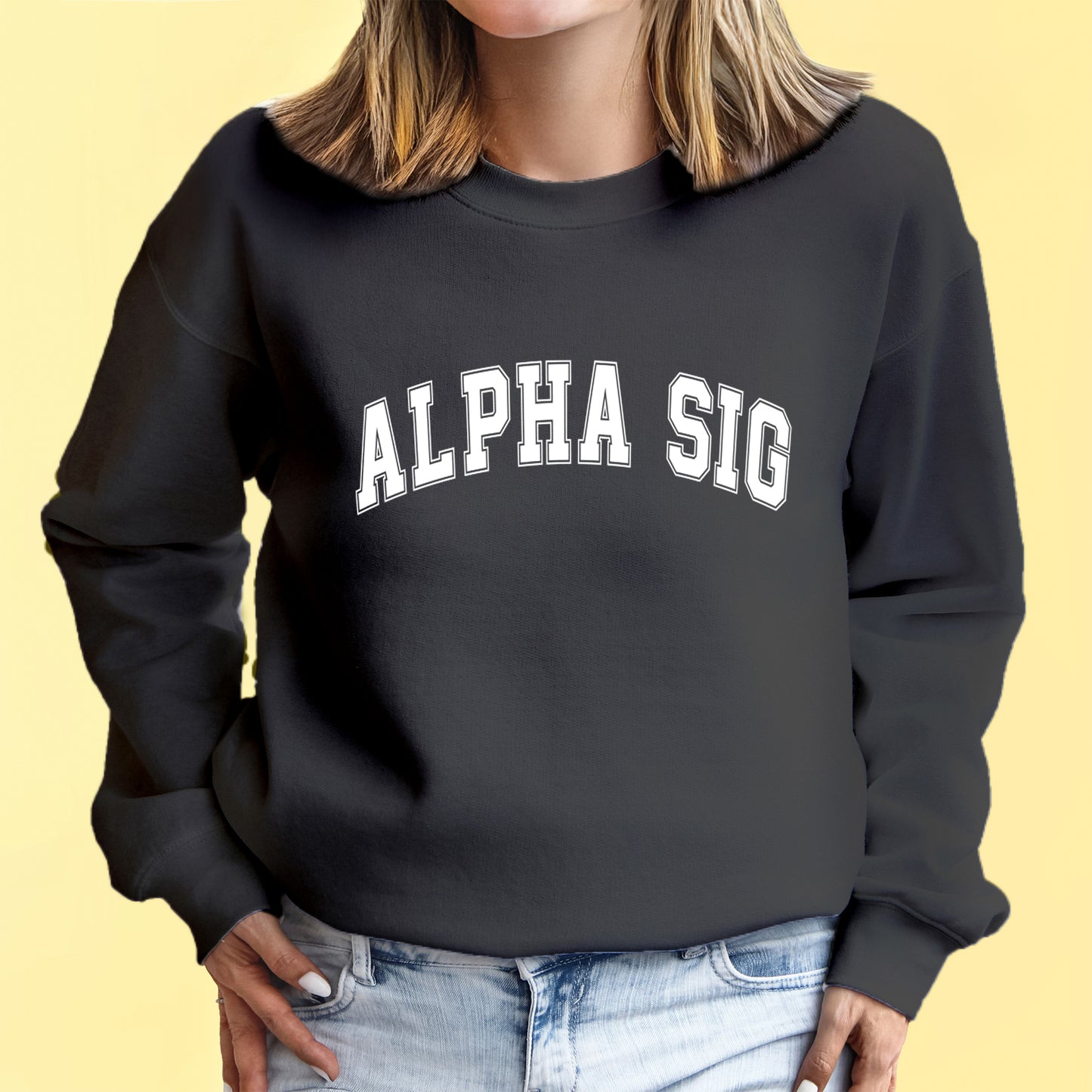 Alpha Phi Sweatshirt- Crewneck Varsity Letters Design