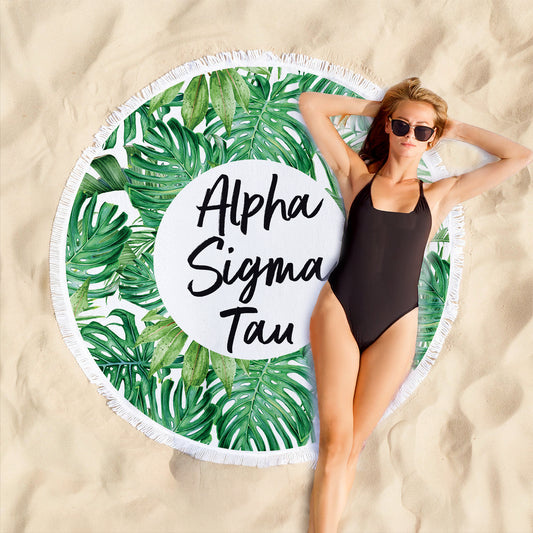Alpha Sigma Tau Palm Leaf Fringe Towel Blanket