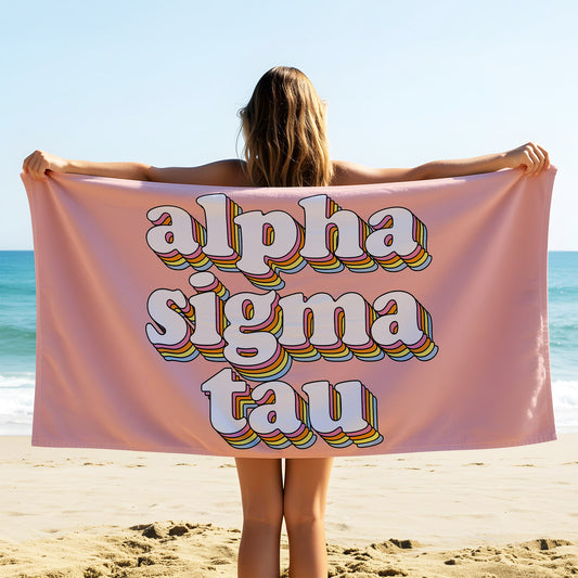 Alpha Sigma Tau Plush Retro Beach Towel