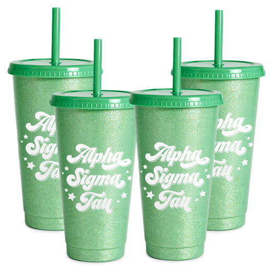 Alpha Sigma Tau Glitter Color Changing Cup 4-Pack