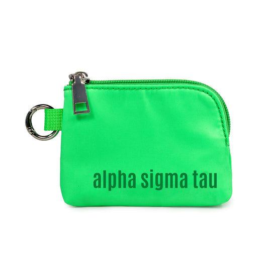Alpha Sigma Tau Zipper Wallet Pouch with Keyring