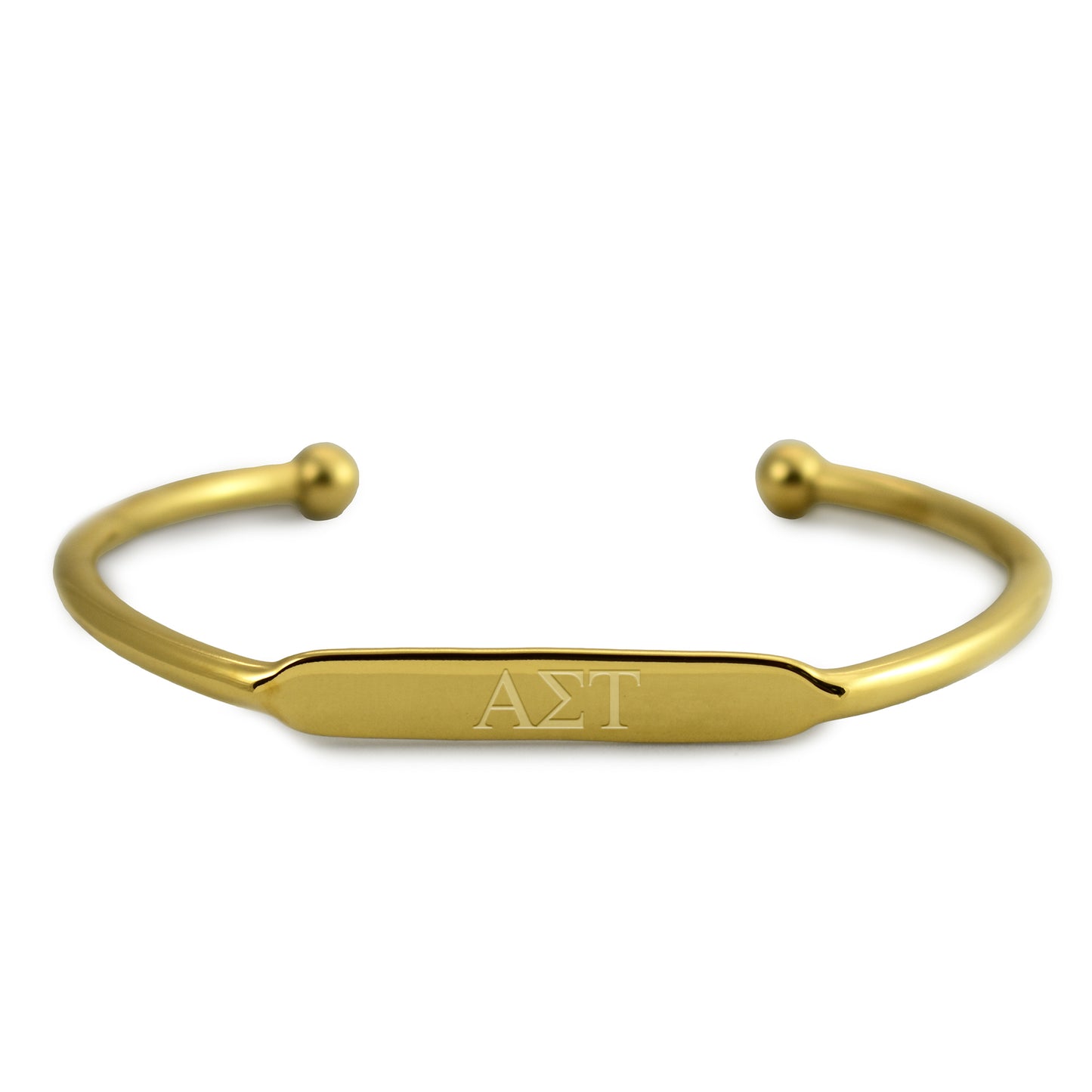 Alpha Sigma Tau Bracelet- Gold-Plated Bangle with Greek Letters