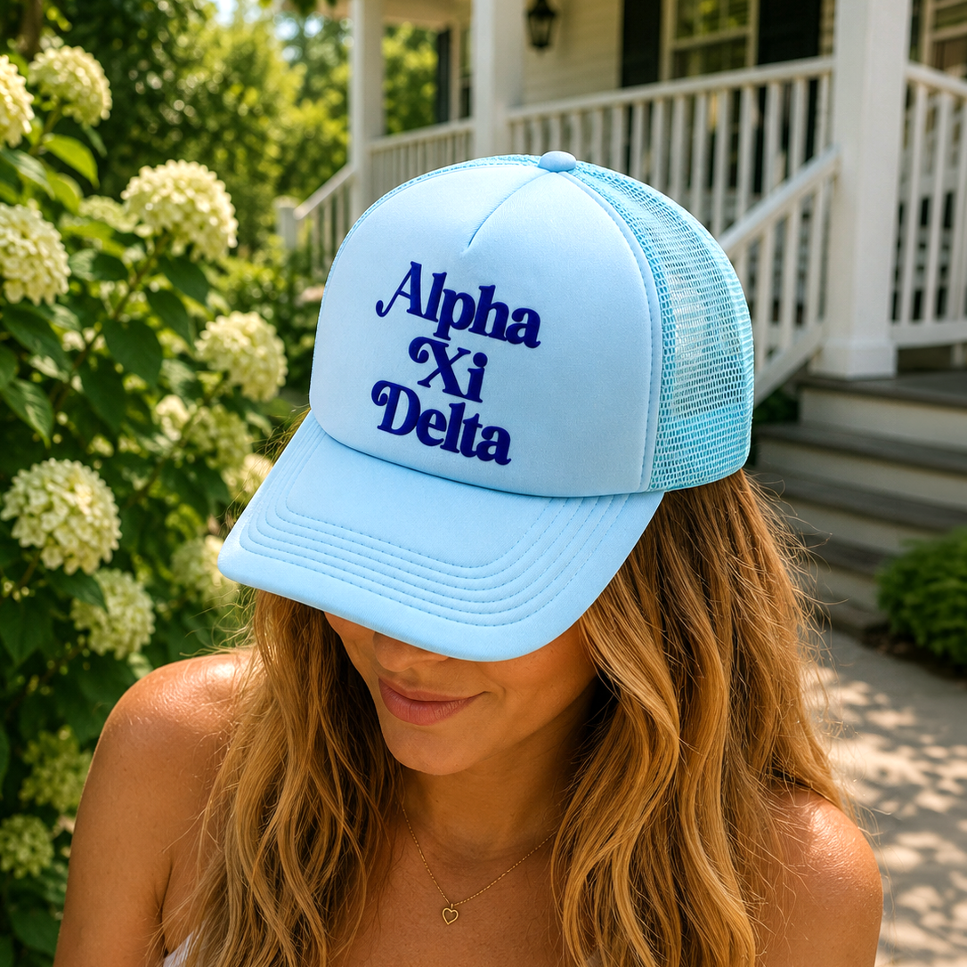 Alpha Xi Delta Baseball Cap, Mesh Trucker-Style Hat