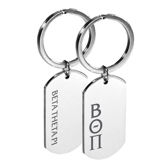 Beta Theta Pi Fraternity Keychain- Stainless Steel Dog Tag Design