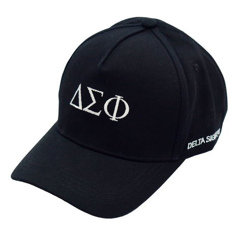 Delta Sigma Phi Baseball Cap- Brushed Cotton 5-Panel Black Hat