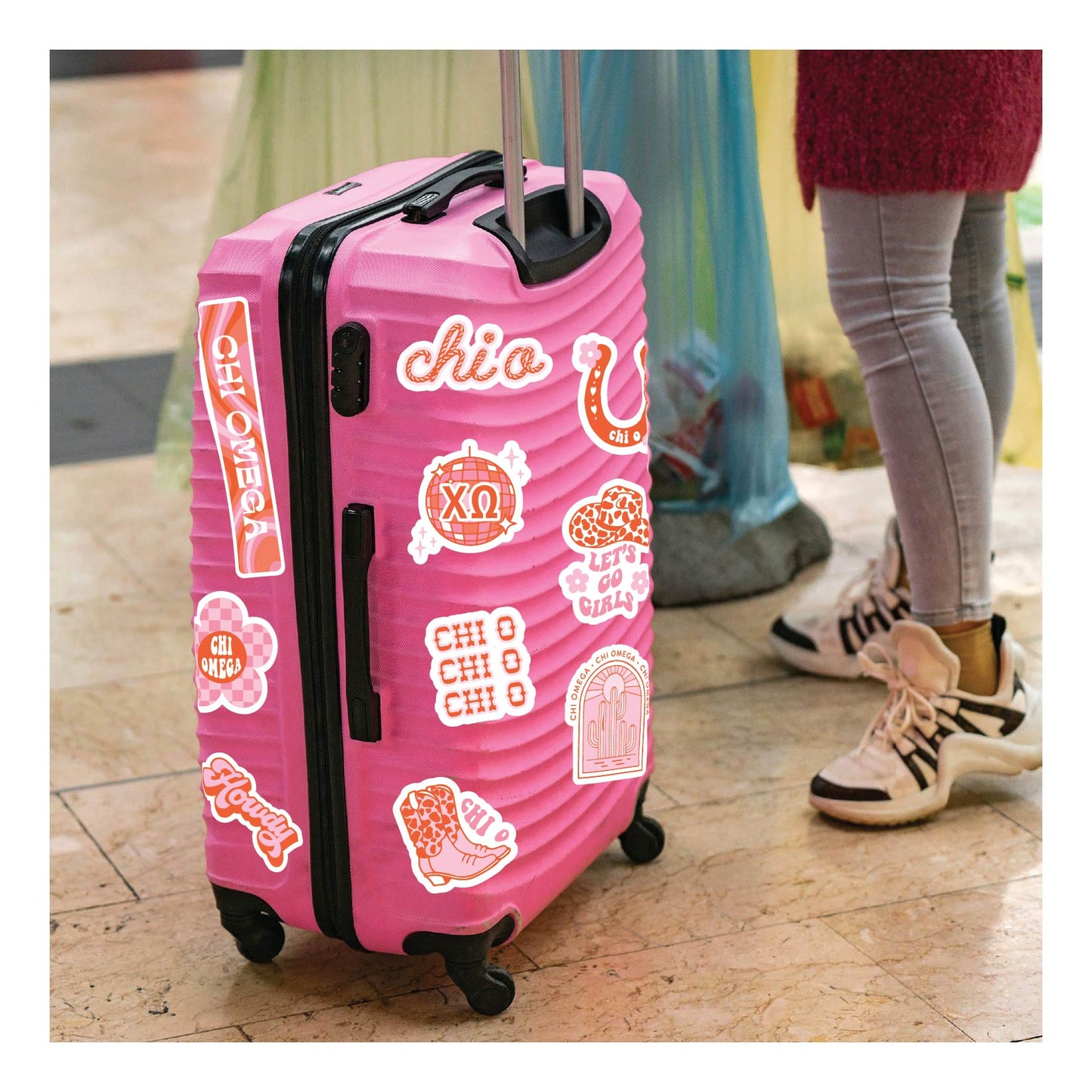 Chi Omega Sticker Sheet - Western Disco Design