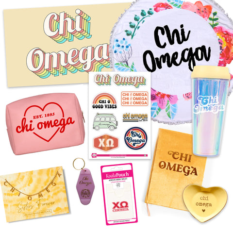 Chi Omega Celebrate Sisterhood Sorority Gift Box- 10 unique items