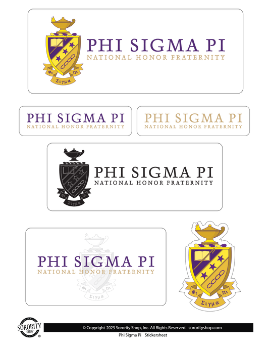 Phi Sigma Pi Fraternity Sticker Sheet- Brand Focus
