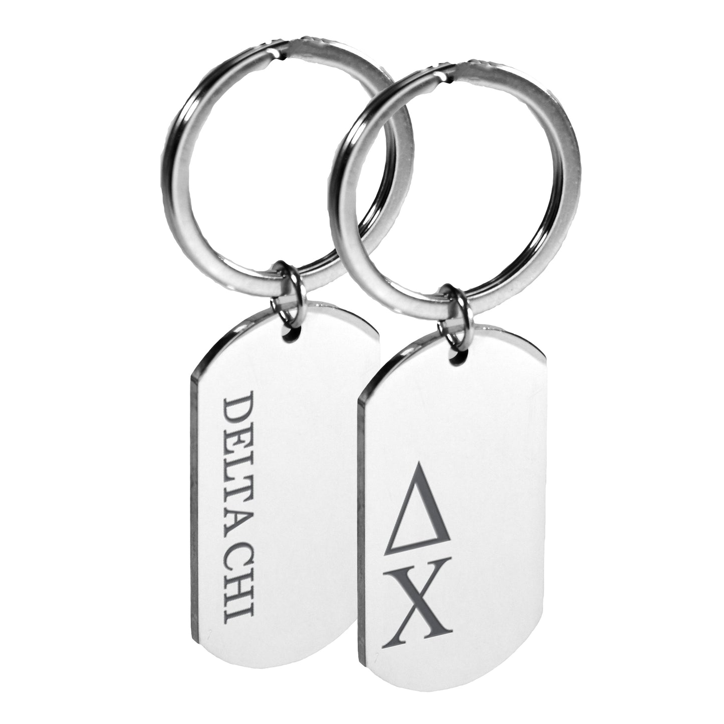 Delta Chi Fraternity Keychain- Stainless Steel Dog Tag Design