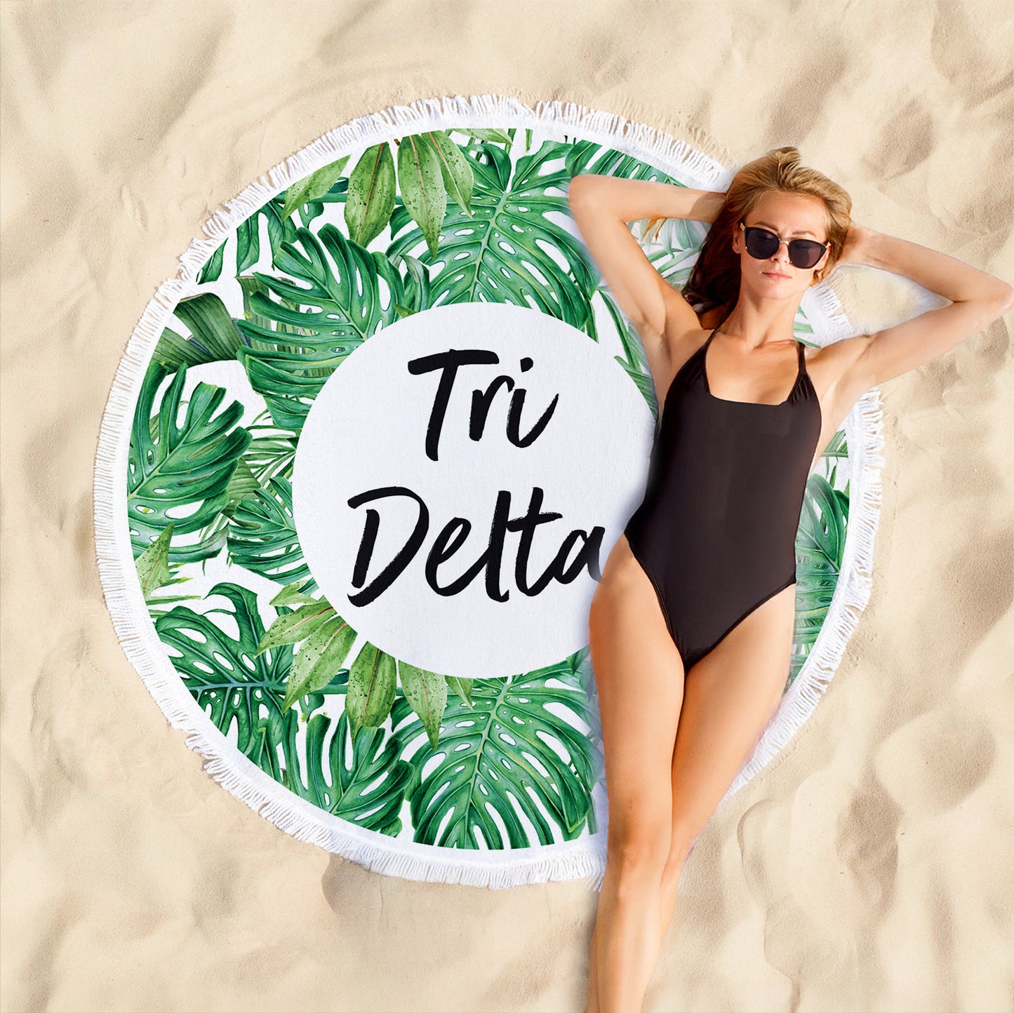 Delta Delta Delta Palm Leaf Fringe Towel Blanket