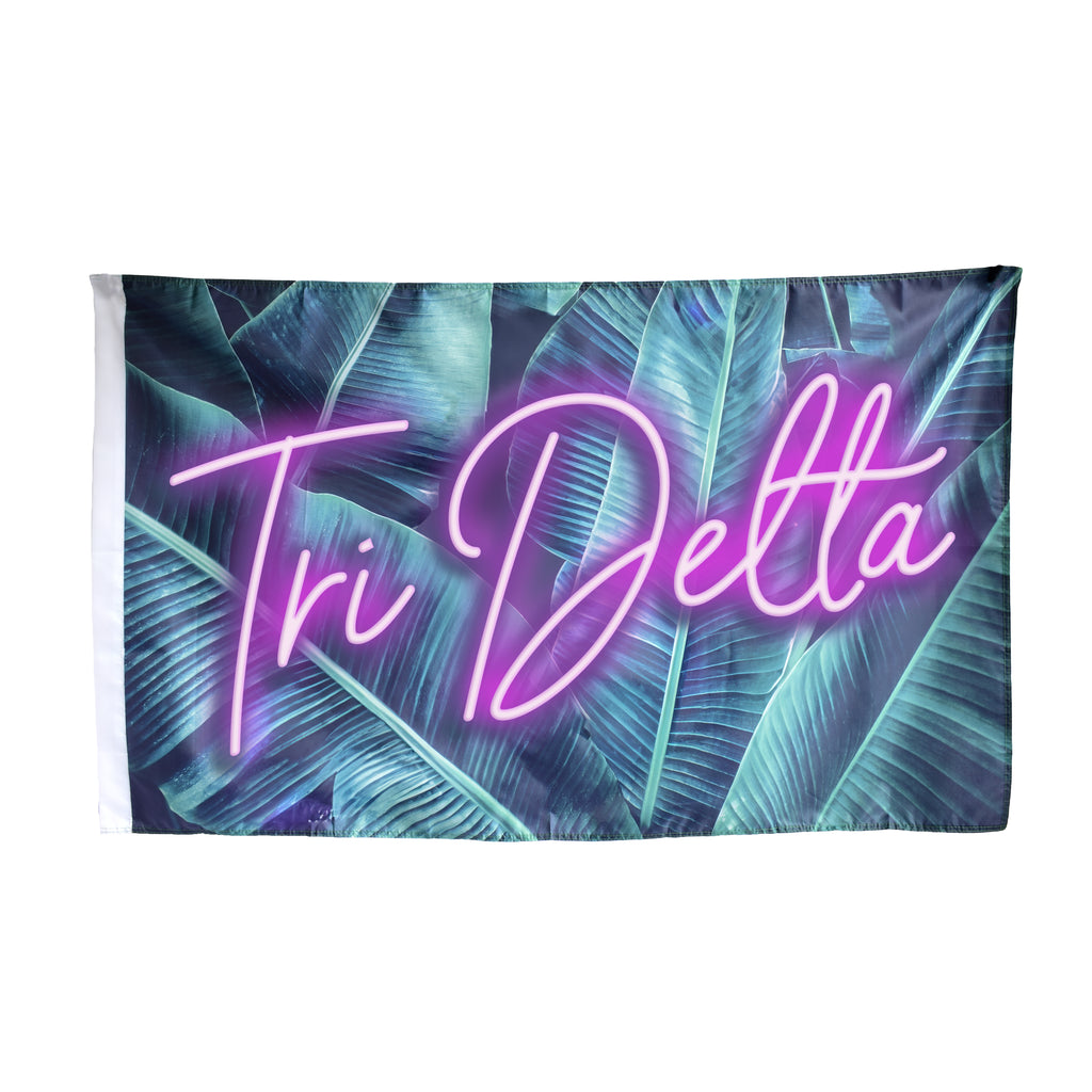 Delta Delta Delta Neon Palm Flag