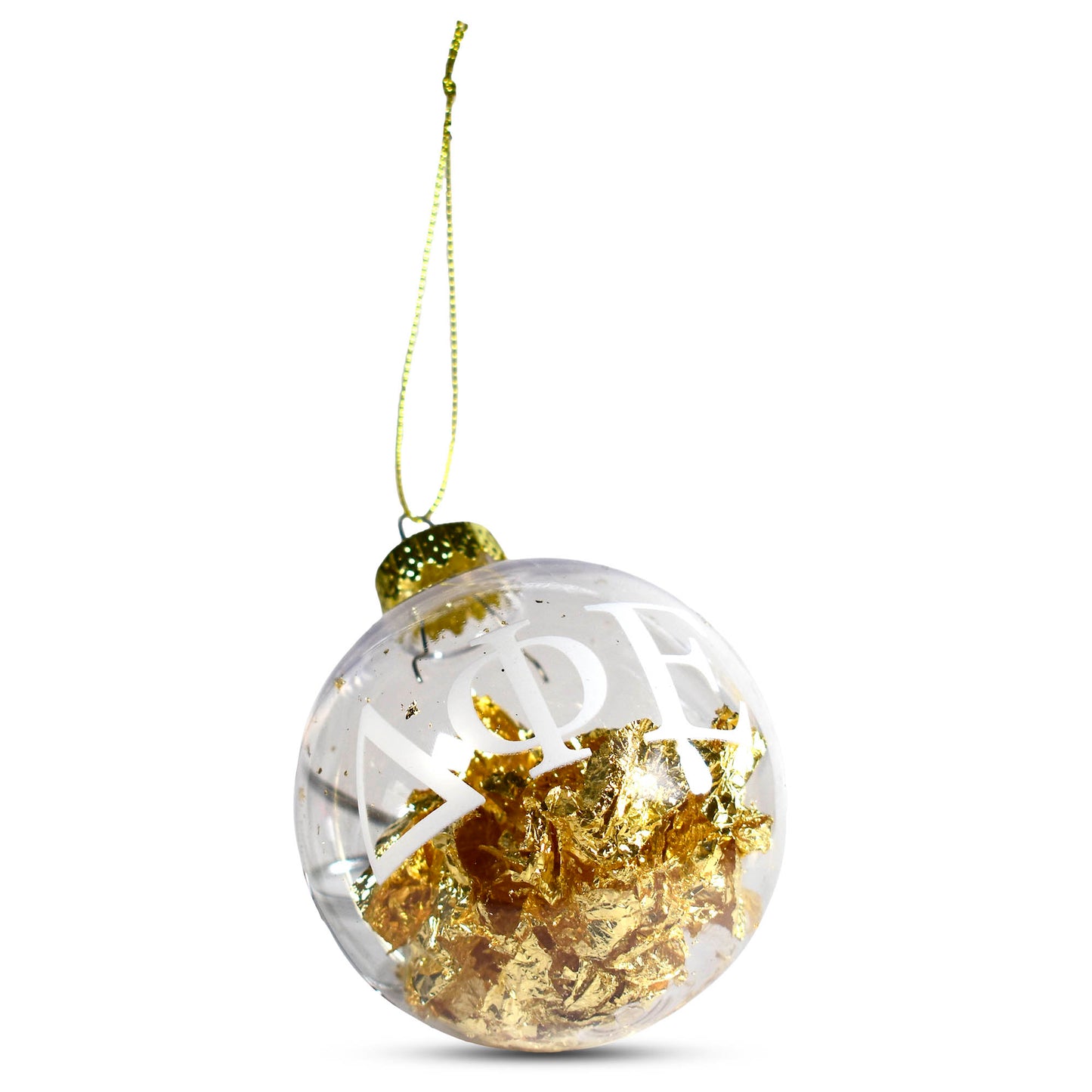 Delta Phi Epsilon Ornament - Clear Plastic Ball Ornament with Gold Foil
