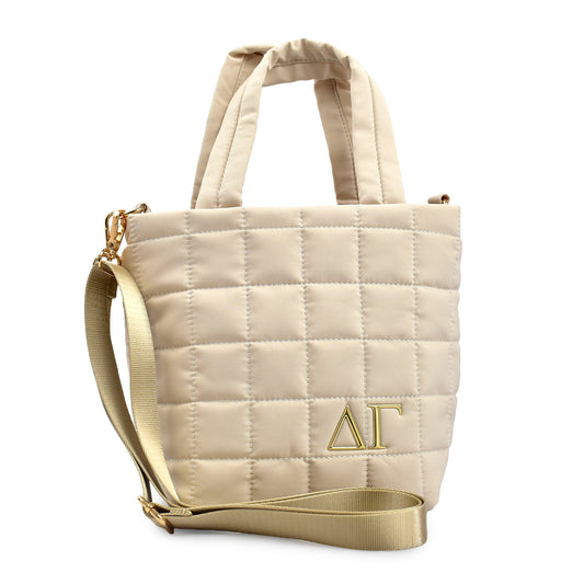 Delta Gamma Quilted Tote Bag- Small Crossbody Bag with Greek Letters