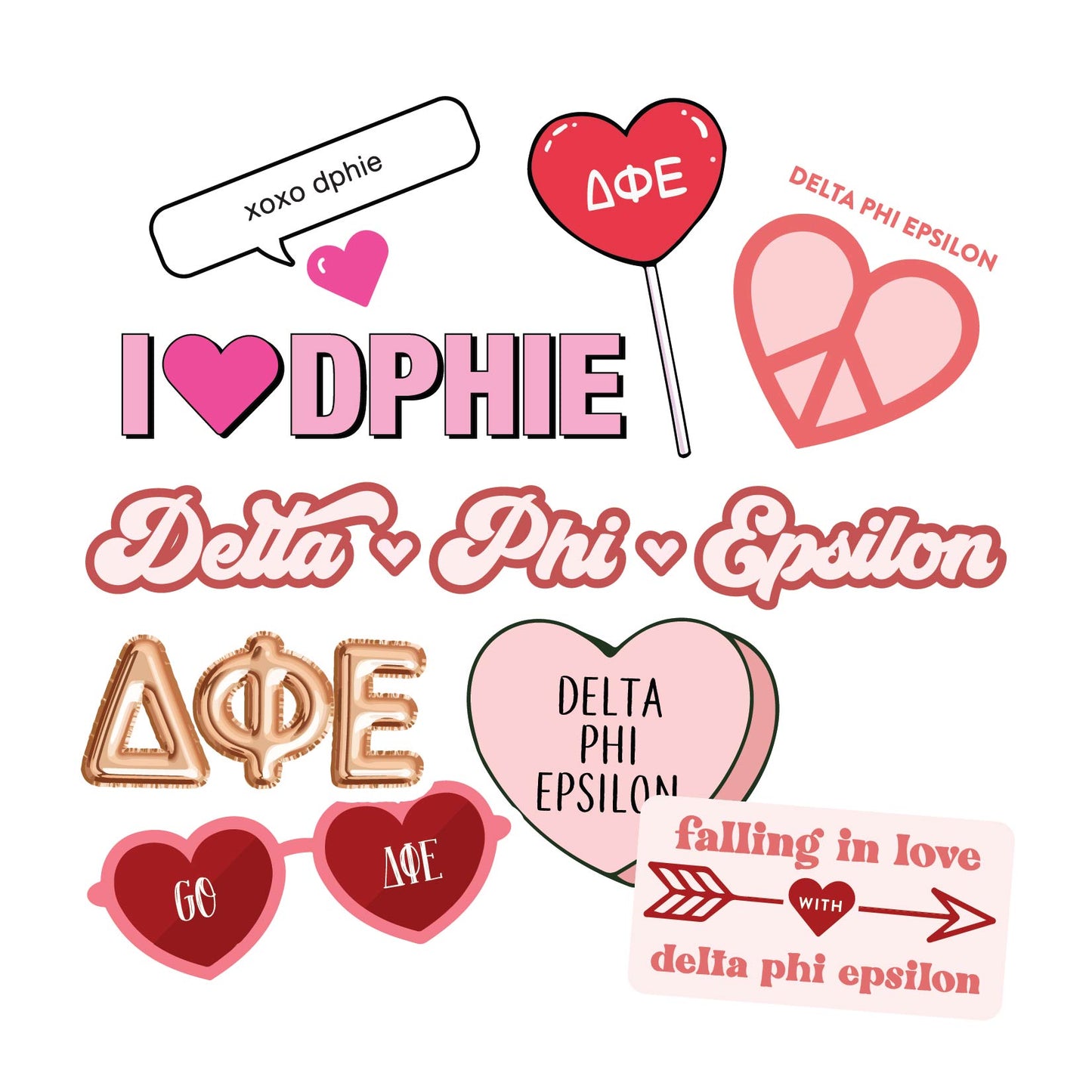 Delta Phi Epsilon- Sticker Sheet- Love Theme