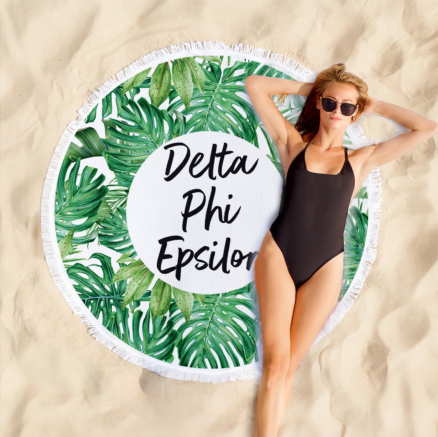 Delta Phi Epsilon Palm Leaf Fringe Towel Blanket
