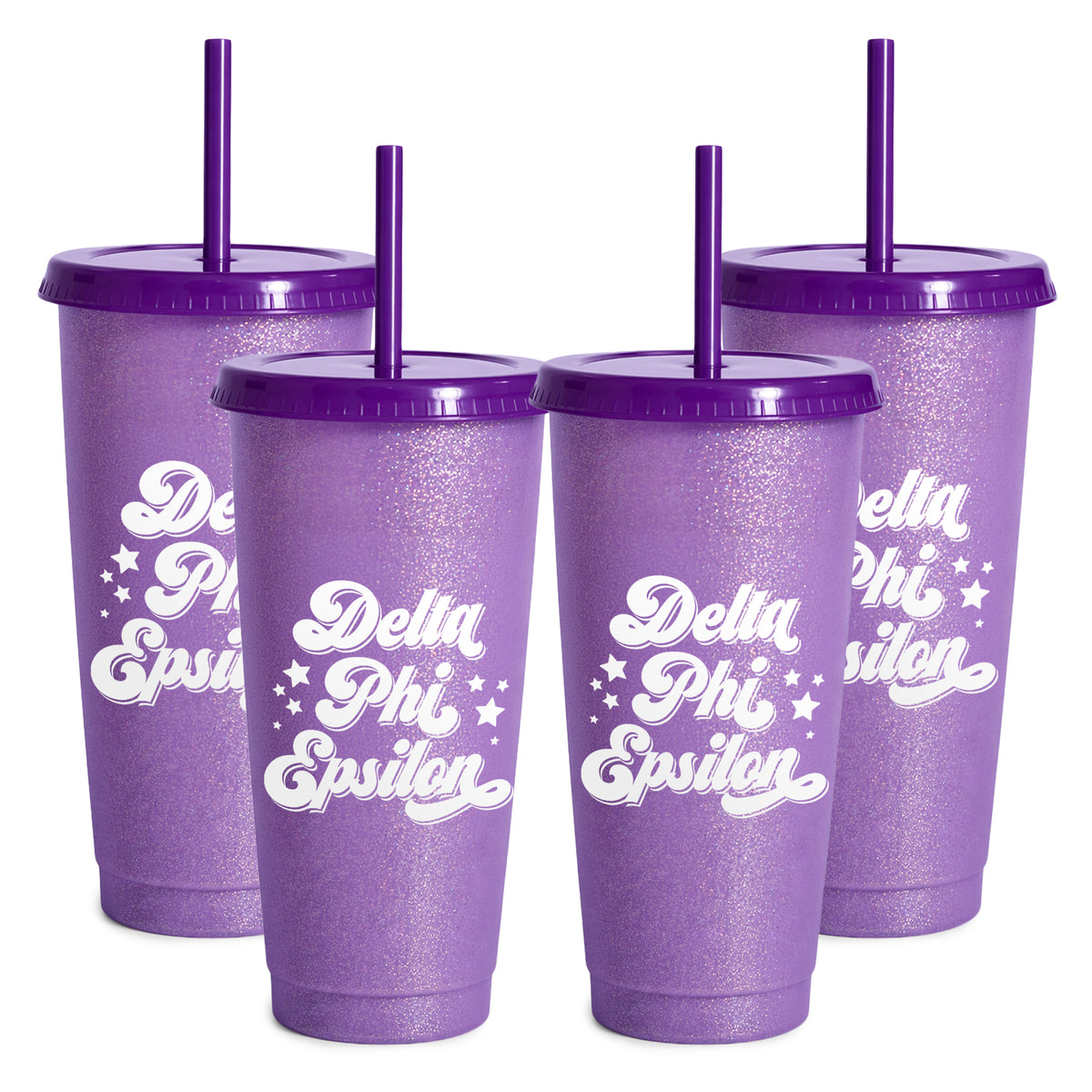 Delta Phi Epsilon Glitter Color Changing Cup 4-Pack