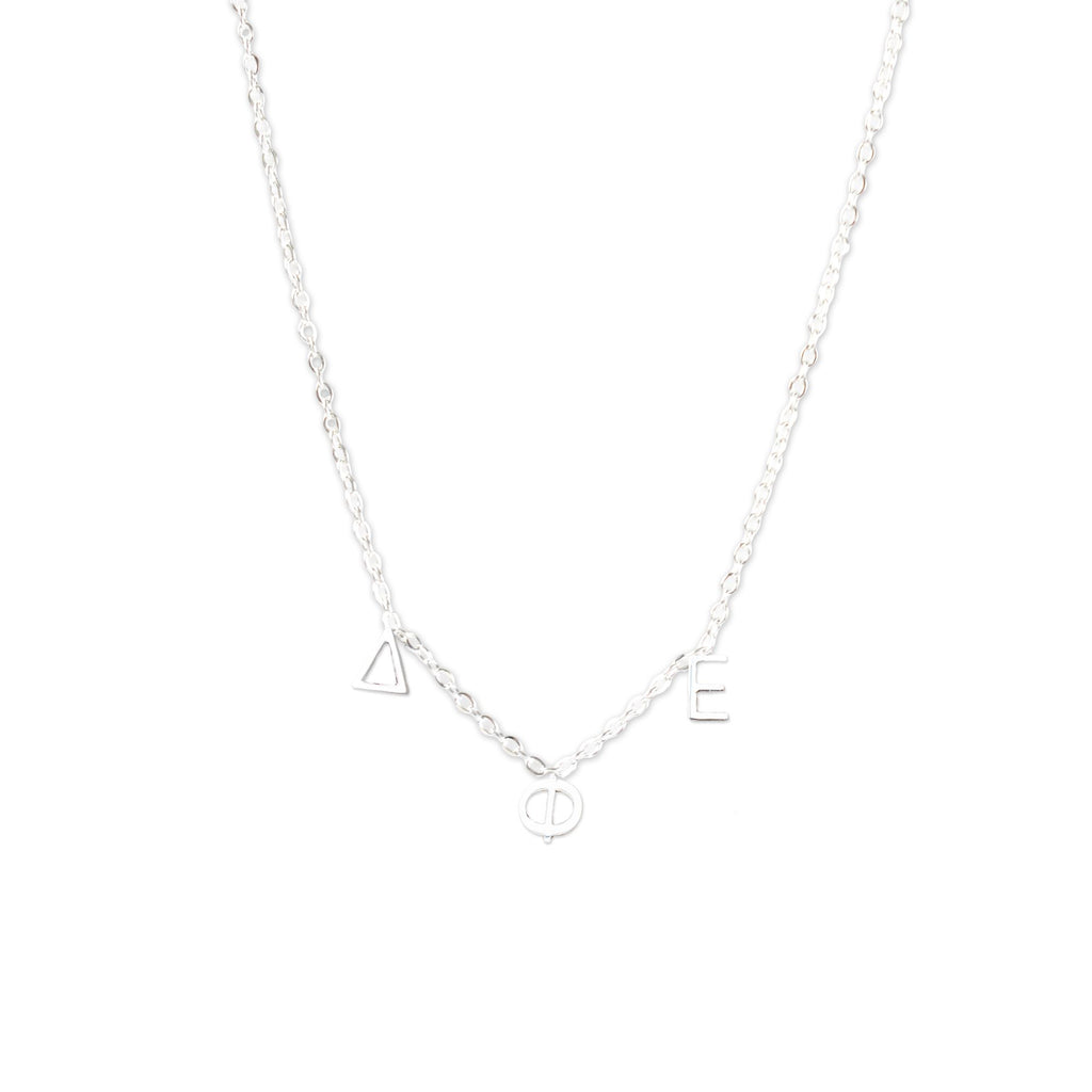 Delta Phi Epsilon Silver Greek Letters Necklace