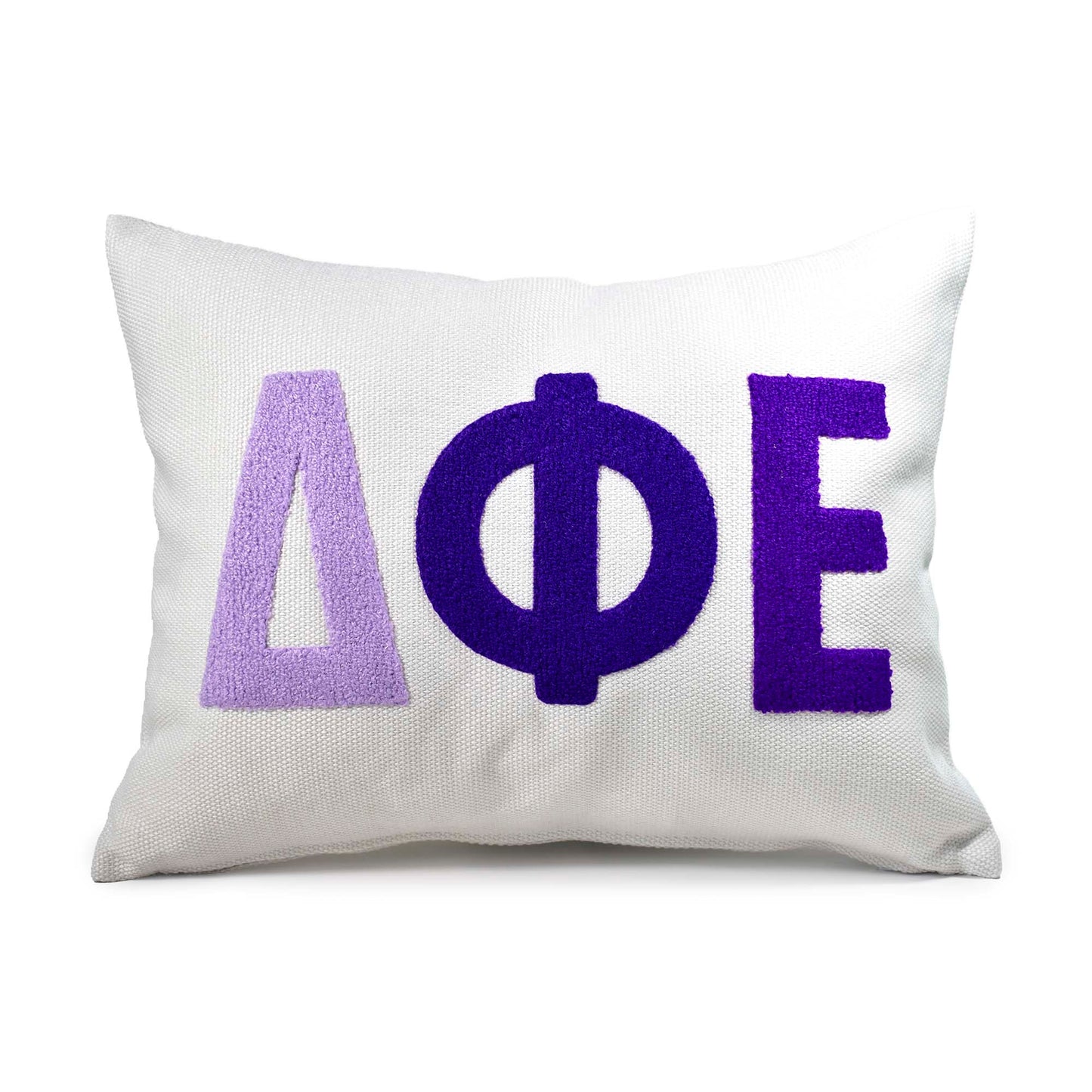 Delta Phi Epsilon Pillow – Embroidered Plush Greek Letters Design
