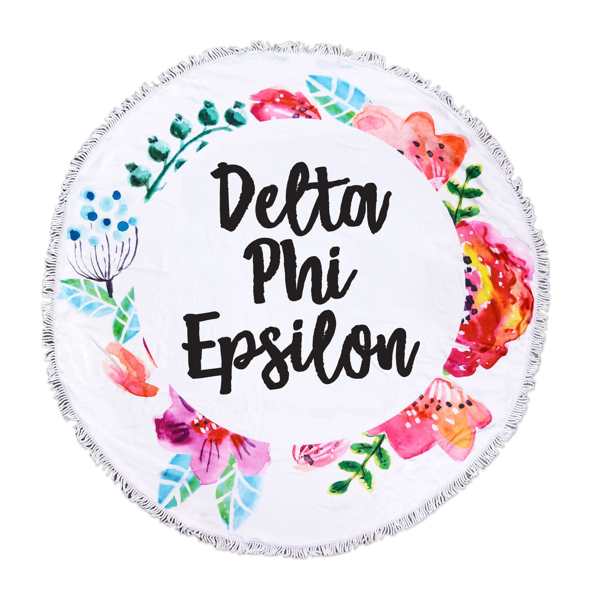 Delta Phi Epsilon Floral Fringe Towel Blanket