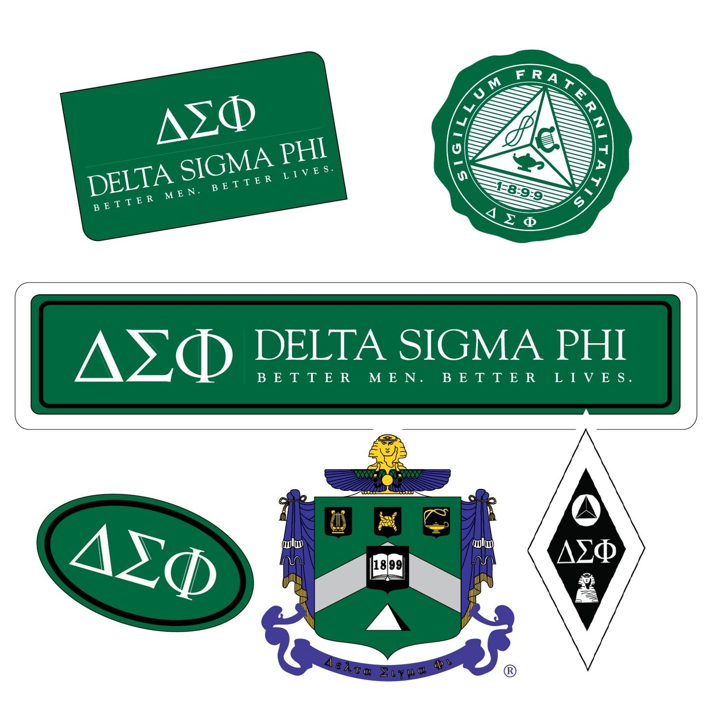 Delta Sigma Phi Fraternity Sticker Sheet- Brand Focus