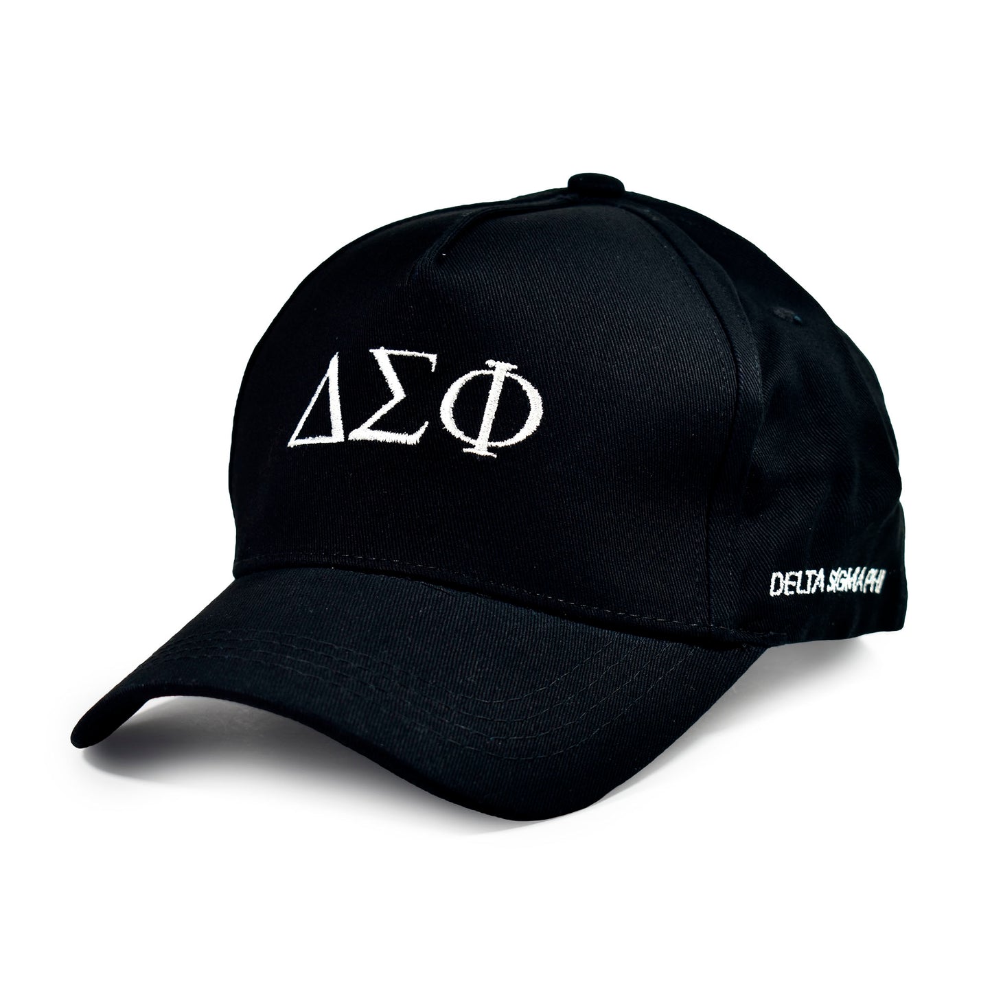 Delta Sigma Phi Fraternity Baseball Cap- Brushed Cotton 5-Panel Black Hat
