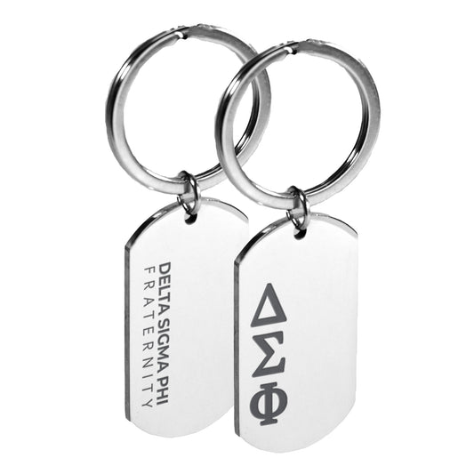 Delta Sigma Phi Fraternity Keychain- Stainless Steel Dog Tag Design