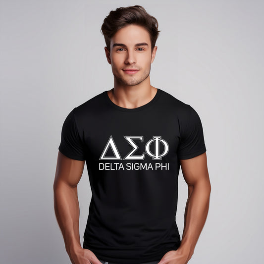 Delta Sigma Phi Fraternity T-Shirt- Varsity Greek Letters Design