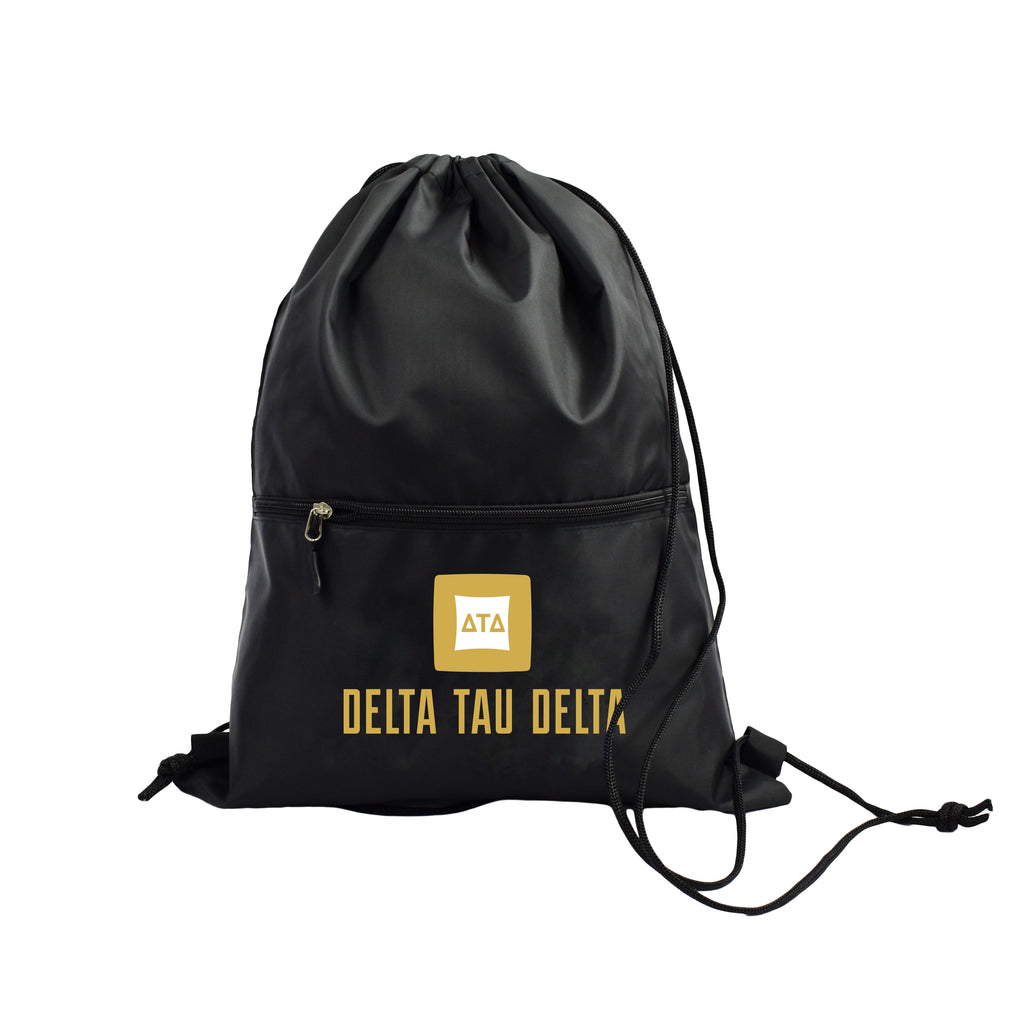 Delta Tau Delta Fraternity Drawstring Backpack, Black