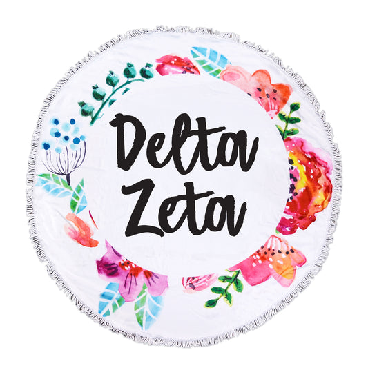 Delta Zeta Floral Fringe Towel Blanket