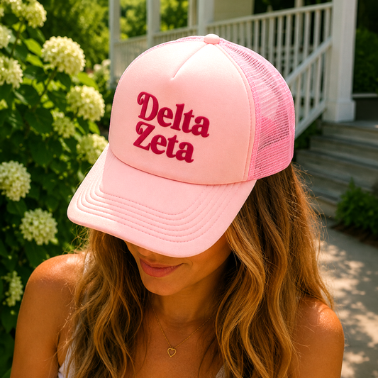 Delta Zeta Baseball Cap, Mesh Trucker-Style Hat