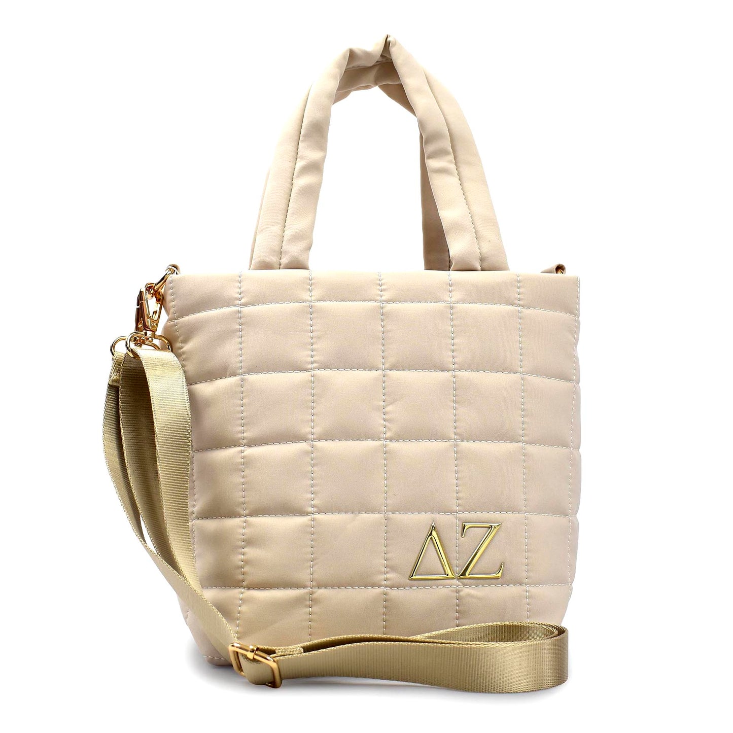 Delta Zeta Small Crossbody Quilted Tote Bag with Greek Letters