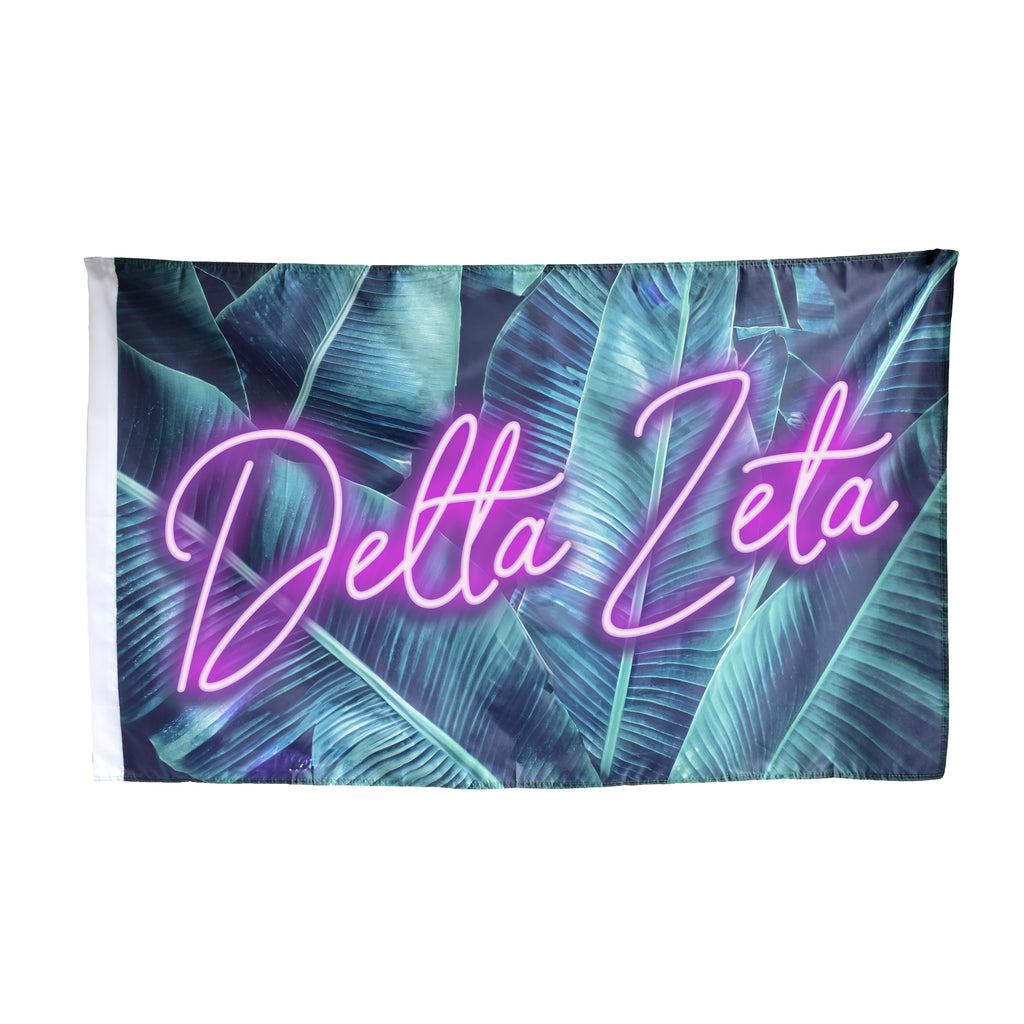 Delta Zeta Neon Palm Flag