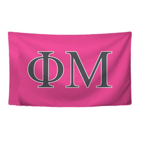 Phi Mu Sorority Greek Letters Flag, Two-Color Design