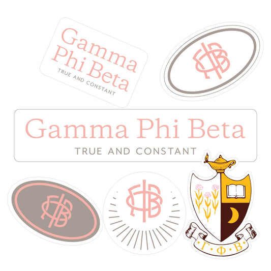 Gamma Phi Beta Sorority Sticker Sheet- Brand Focus