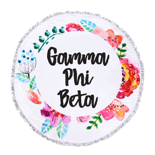 Gamma Phi Beta Floral Fringe Towel Blanket