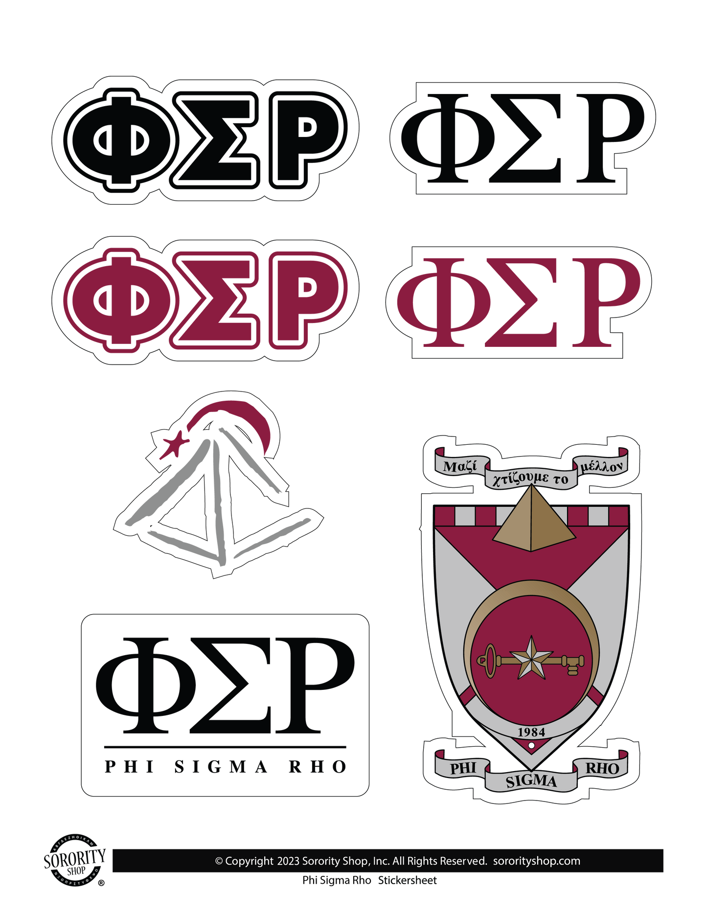 Phi Sigma Rho Sorority Sticker Sheet- Brand Focus