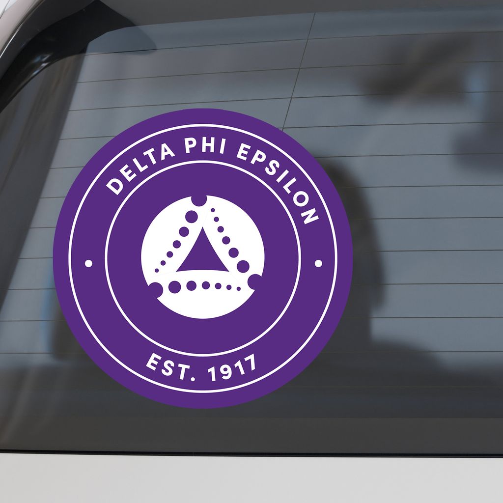 Delta Phi Epsilon Sorority Car Decal Sticker- Full Color Circle Logo
