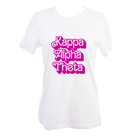Kappa Alpha Theta T-Shirt- Retro Dolly Sorority Name Design, Relaxed Fit