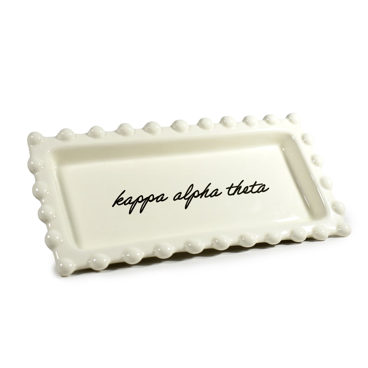 Kappa Alpha Theta Jewelry Dish - Rectangular Cursive Script Sorority Name