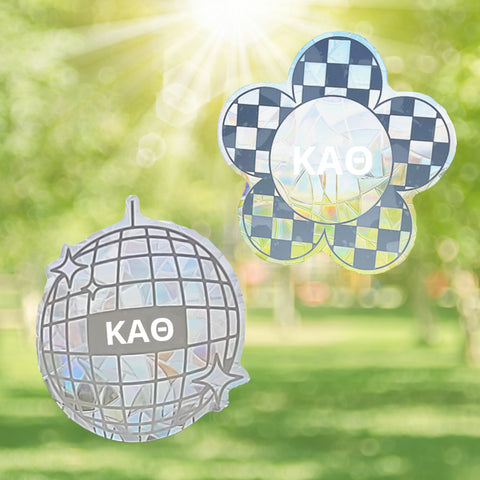 Kappa Alpha Theta Suncatcher Decals- Set of 2: Flower & Disco Ball