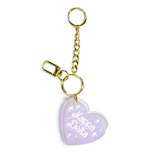 Kappa Delta Keychain - Iridescent Heart Design