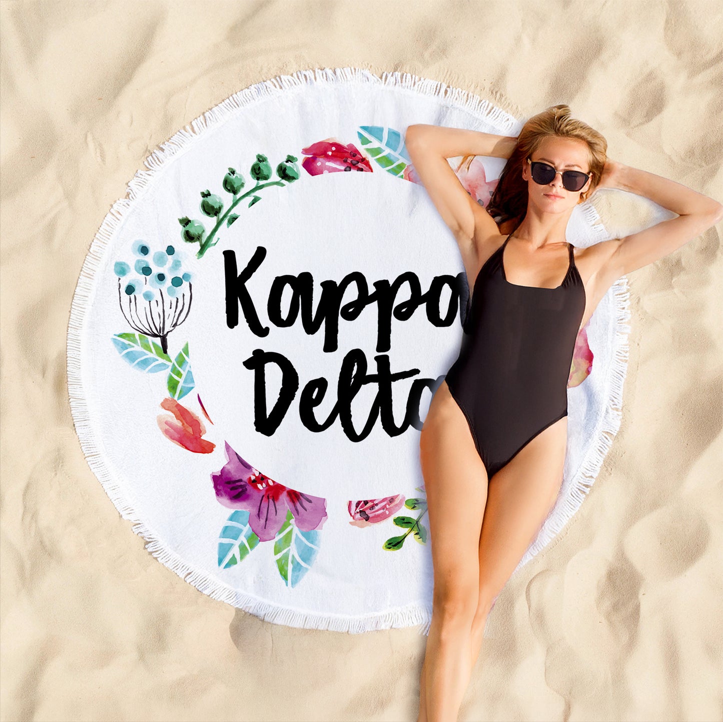 Kappa Delta Floral Fringe Towel Blanket